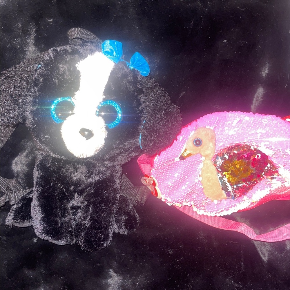 TY Puppy Dog backpack Flamingo Hip pouch sequins